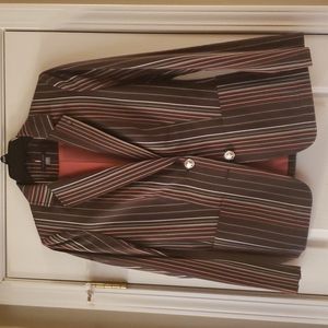 Womens Tommy Hilfiger Brown Blazer White Coral Stripes New